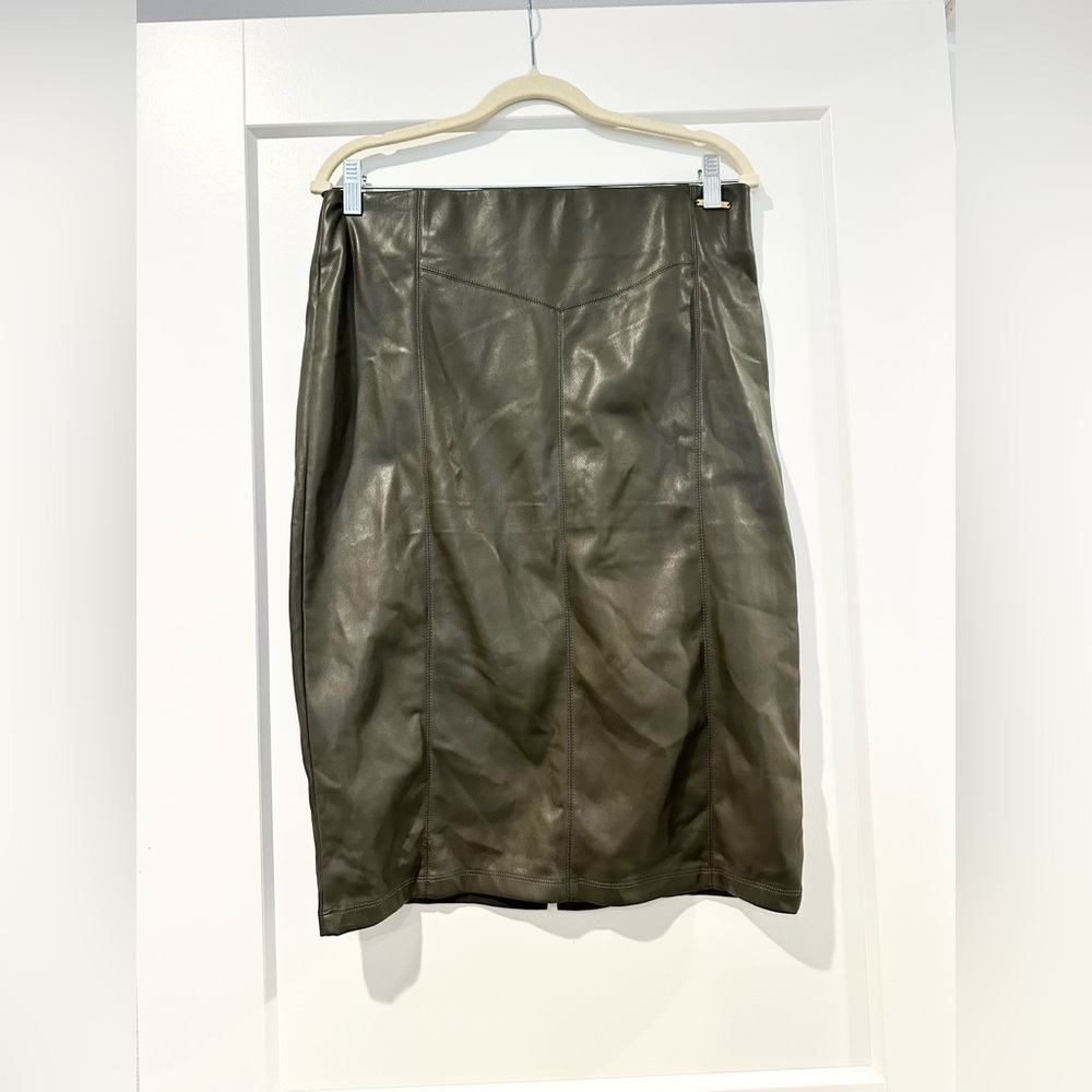 Marc New York Dark Green Leather Pencil Skirt